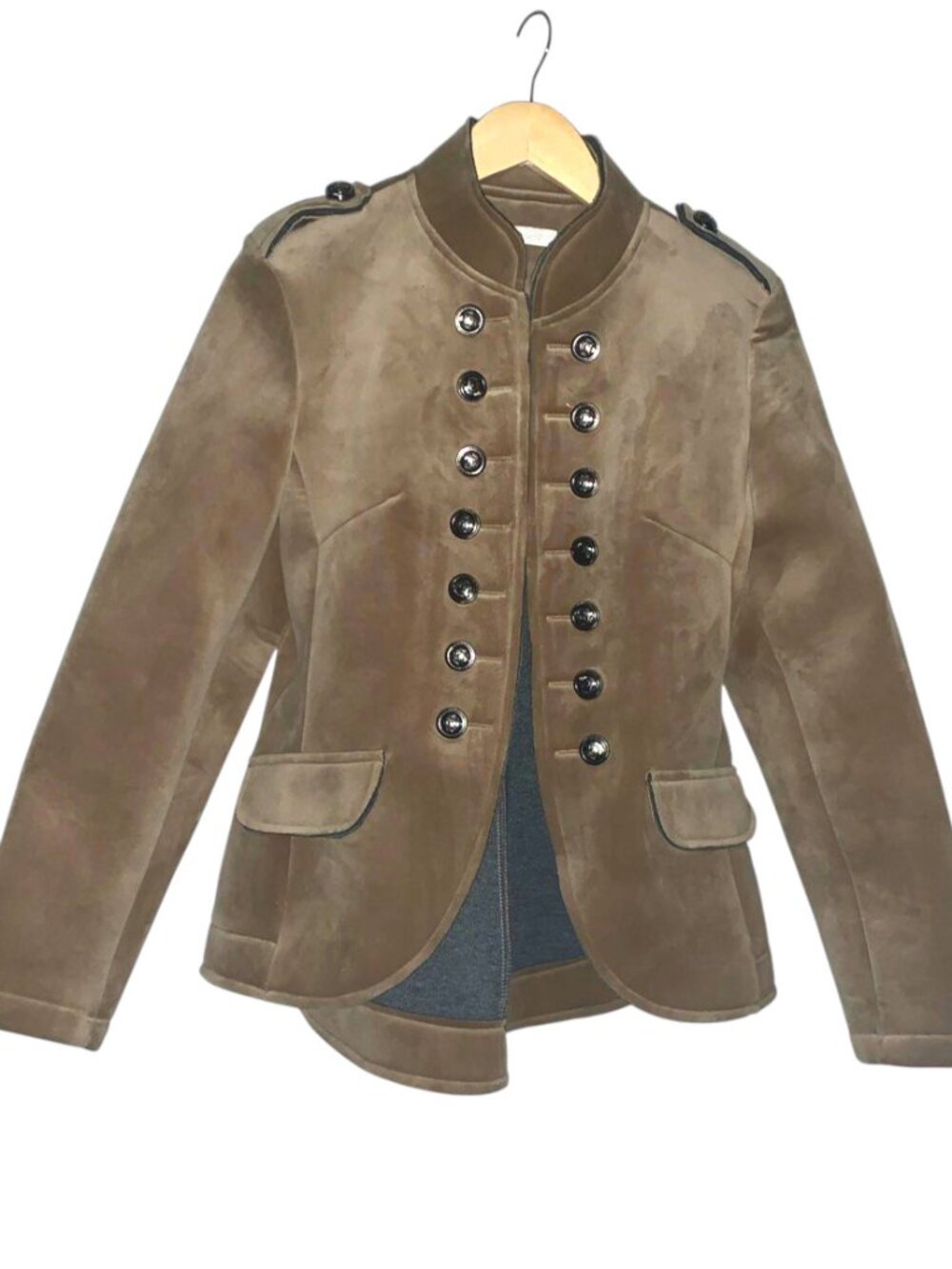 NWOT Milio Milano Double-Breasted Peacoat, Velvety, Tan, Large, EUC
